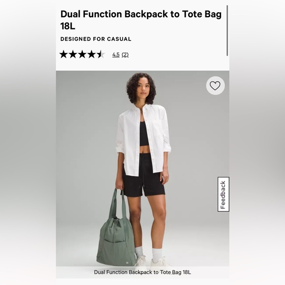 lululemon dual function backpack to tote 18L main image 6